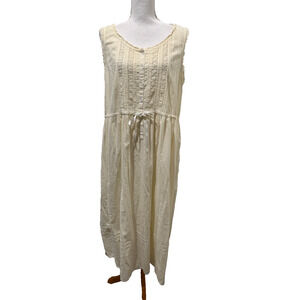 Eileen West Nightgown Womens Pale Yellow Lace Sleeveless Cottage Long Maxi L